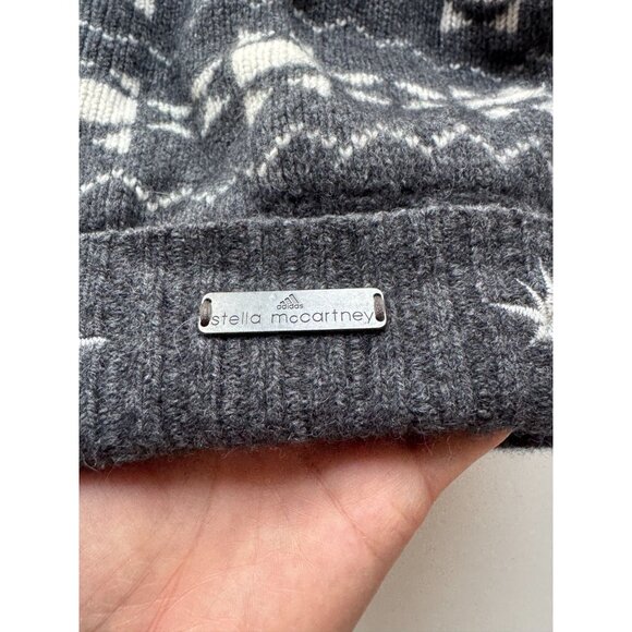 ADIDAS x STELLA MCCARTNEY Grey Star Wool Knit Slouchy Oversized Beanie, One Size - Picture 3 of 15